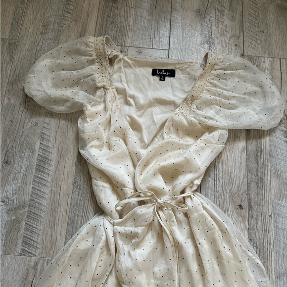 Lulus Black and White Polka-Dot Wrap Dress - Picture 4 of 4